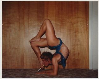 Flexible Contortionist Woman Splits Legs Crotch At Camera Vtg Color Photo
