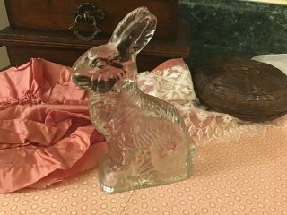Vintage Jh Millstein Co Glass Rabbit Candy Container Jeannette Pa