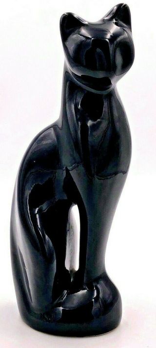Vintage Art Deco Black Cat Figurine Statue Sculpture Mid Century Egyptian Style
