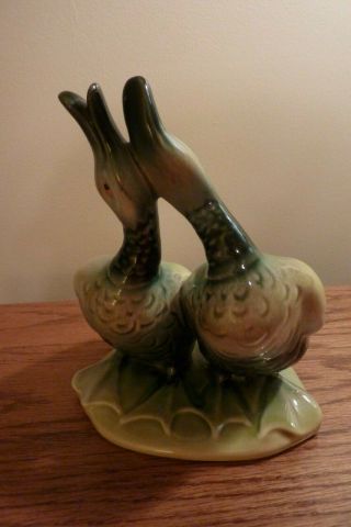 Vintage Hull Pottery Brown Yellow Head Double Love Duck 95 Usa Figurine Planter