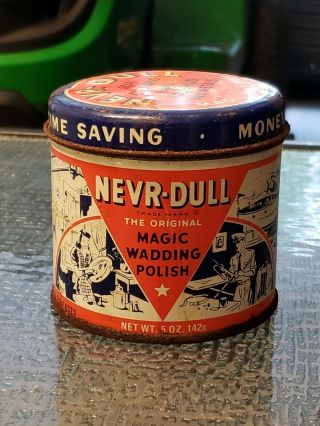 1941 Vintage Nevr - Dull/never - Dull Magic Wadding Polish Can Tin - Oil And G