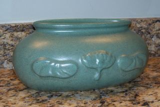 Vintage Royal Haeger Art Pottery Slate/Teal Green Oval Flower Pot Oblong Planter 3