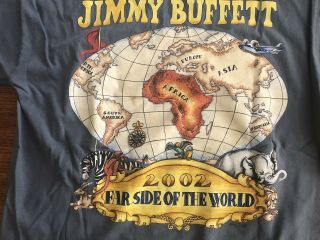 Jimmy Buffett Far Side Of The World Tour T Shirt 2002 Blue S/s M Vintage
