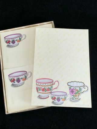 Vintage Tea Cup Stationery Box Set Letter Writing Paper Floral The Paper Company
