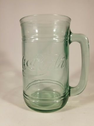 Vintage 14 Green Glass Coca Cola Coke Handled Glass Mug