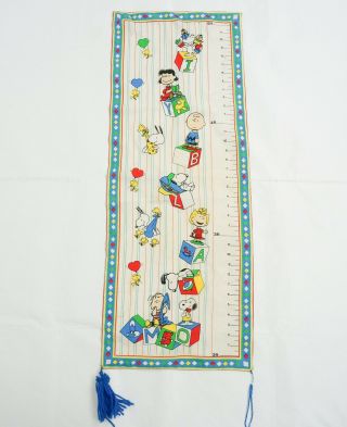 Vintage Snoopy Peanuts Fabric Height Growth Chart Wall Hanging 5 Ft.