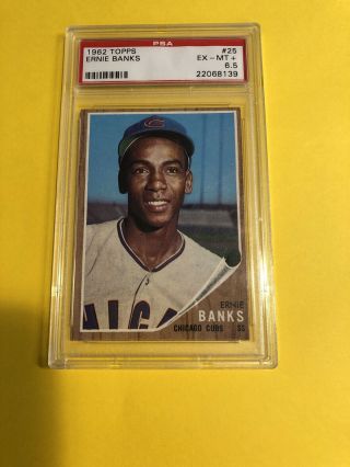 1962 Topps Ernie Banks Chicago Cubs 25 Baseball Card Psa 6.  5