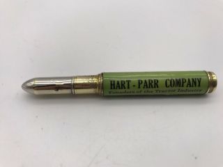 Vtg Brass Advertising Bullet Pencil Hart Parr Co Tractor Charles City Iowa Green