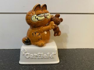 Vintage Garfield And Pooky Music Box Ceramic 1978 Enesco