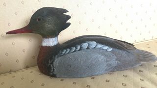 Beautifully Carved And Painted Red Breasted Merganser Drake Decoy By Dick Cash