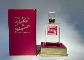 Vintage Shocking De Schiaparelli Parfum Paris French Art Glass Perfume Bottle