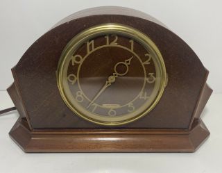 Vintage Electric Art Deco Mahogany Mantle Clock By Seth Thomas Great