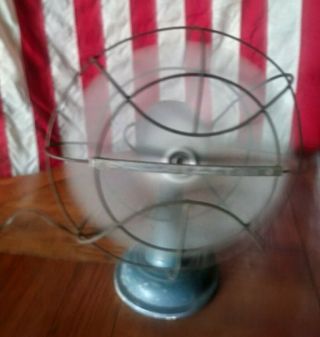 Vintage Westinghouse Electric Table Fan 14x12.  10 " Blade Blue
