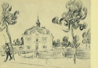 Vintage Postcard 1970s Vincent Van Gogh F1630 Townhall At Auvers 1890 Stadhuis