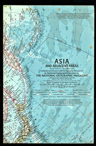 ⫸ 1959 - 12 December Vintage Asia & Adjacent Areas National Geographic Map