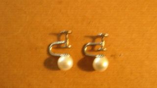 Vintage Marvella Sterling Silver Screw Back Earrings 8mm Faux Pearls