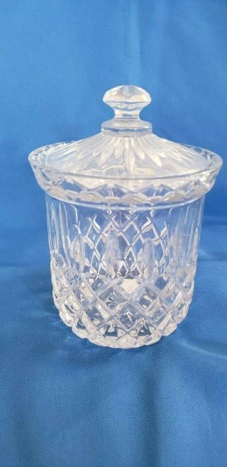 Brilliant Deep Cut Design Vintage Crystal Ice Bucket Jar With Lid 7 1/2 " Tall