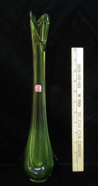 Vintage Viking Glass Stunning 16” Green Drape Swung Vase