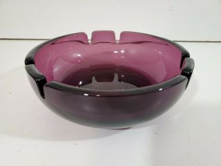 Vintage Purple Viking Art Glass Orb Bowl Ashtray Mid Century Modern 6 - 1/2 "