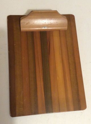 Globe Wernicke Wood Clip Board Parquet Stripes Wooden Clip 12 1/2 " X 9 " Vintage