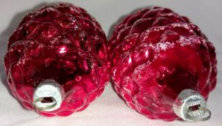 Vintage Glass Pine Cone Christmas Ornaments West Germany Set Of 2 3