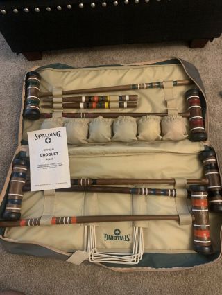 Spalding Official 4 Player Vintage Croquet Set W/ Carry Bag