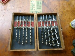 Vintage Irwin Wood Auger Drill Bit Set With Box