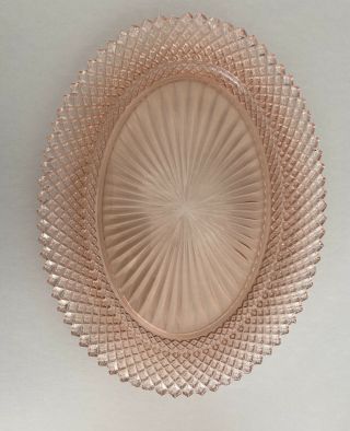 Vintage Pink Depression Glass Tray/platter Cut Glass