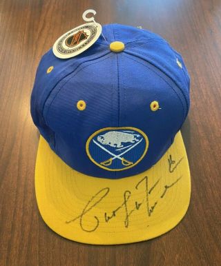 Vintage Buffalo Sabres Baseball Hat Signed By Hall Of Fame Player Pat Lafontaine