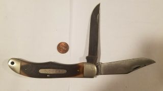 Vintage Schrade Walden Usa 250t Folding Hunter 2 Blade Pocket Knife Old Timer