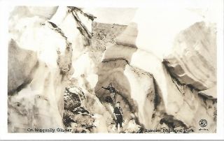 Vintage Photo Postcard Rppc Mt Rainier Nisqually Glacier Climbers Mountaineering