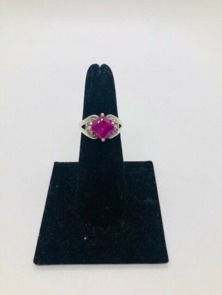 Vintage Sterling Silver 925 Diamond Shaped Ruby Ring Size 6