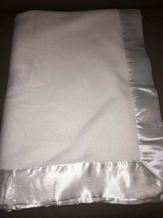 Terry Town Baby Fleece Micro - Fiber Blanket White Satin Trim Thermal Vtg
