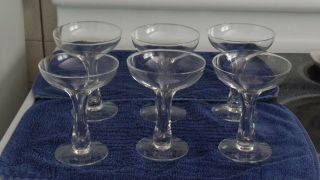 Vintage Hollow Stem Champagne Glasses - Set Of 6