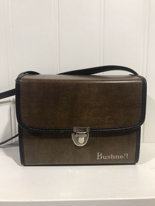 Vintage Brown Leather Bushnell Binoculars Case & Carry Strap 84 On Bottom