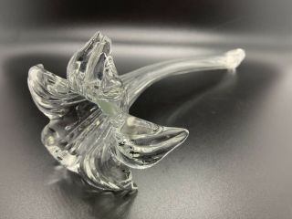 Vintage Hand Blown Glass Flower Lily Clear Art Glass Trumpet Vase