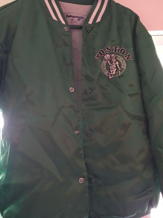 Vintage 90s 80s Boston Celtics Satin Snap Jacket Mens Size M Green Swingster