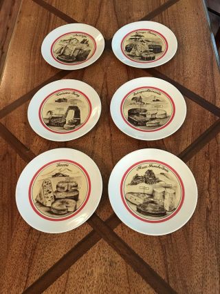 Set Of 6 Vintage French Porcelaine Apilco 7 3/4” Cheese Plates