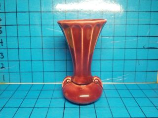 Vtg Usa Pottery Maroon Burgundy Rose Colored 5.  5 " Vase Vnc Art Nouveau Deco