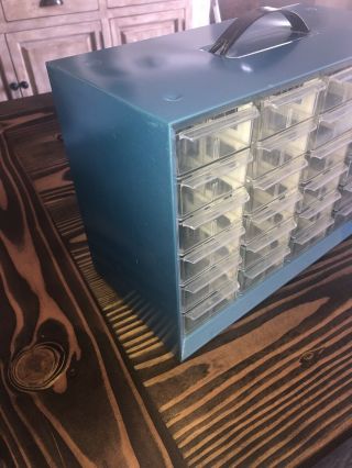 Vintage Akro - Mils 24 Drawer Metal Storage Cabinet w/ 12 Adjustable Dividers 3