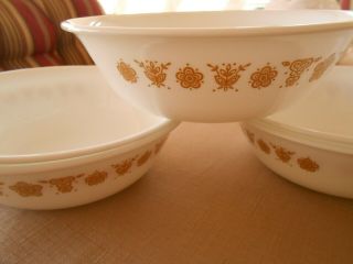 Set Of 5 Vintage Corelle Corning Ware " Butterfly Gold " 6 1/4 Soup/cereal Bowls