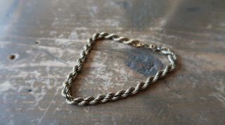Vintage Gold Over Sterling Silver Rope Chain Bracelet 7 " X 3/16 "