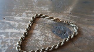 Vintage Gold Over Sterling Silver Rope Chain Bracelet 7 
