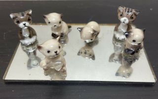 Vtg Hagen Renaker Porcelain Siamese Striped Cats Miniature Figurines X6 Kittens