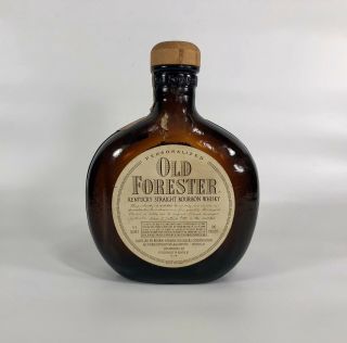 Vintage 1950s Old Forester Whiskey Personalized Decanter / Bottle Virginia Stamp
