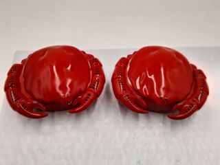 Set Of 2 Ceramic Crab Covered Melted Butter Dish Vintage Czechoslovakia