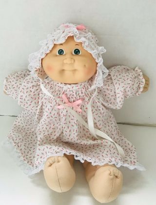 1985 Vtg Cabbage Patch Kids Baby Girl Green Eyes/dimple Bald