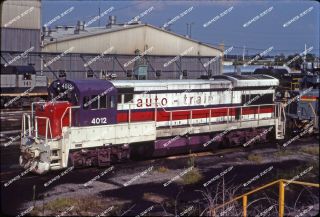 Orig Slide Auto Train U36b 4012 At Acca Yard Kodachrome Slide Proces