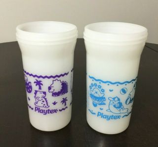 (2) Vintage 1995 Playtex Sippy Cups (without Lids) Purple Blue