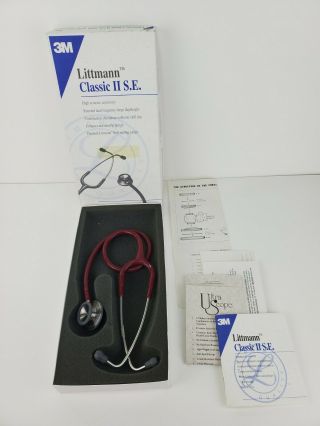Littman Stethoscope 3m Burgundy Made In Usa Vintage And